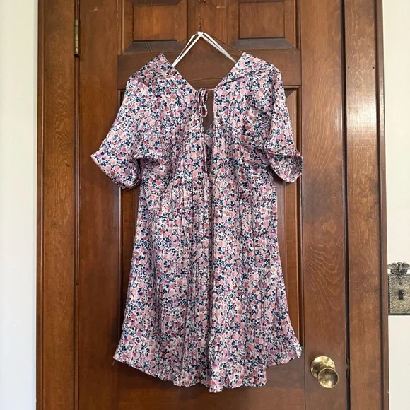 Lulus Express Yourself Blush Pink Floral Print Satin Babydoll Dress - Picture 5 of 6